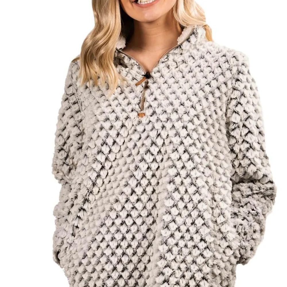 Simply Southern Simply Fuzzy Quarter Zip Sherpa Pullover